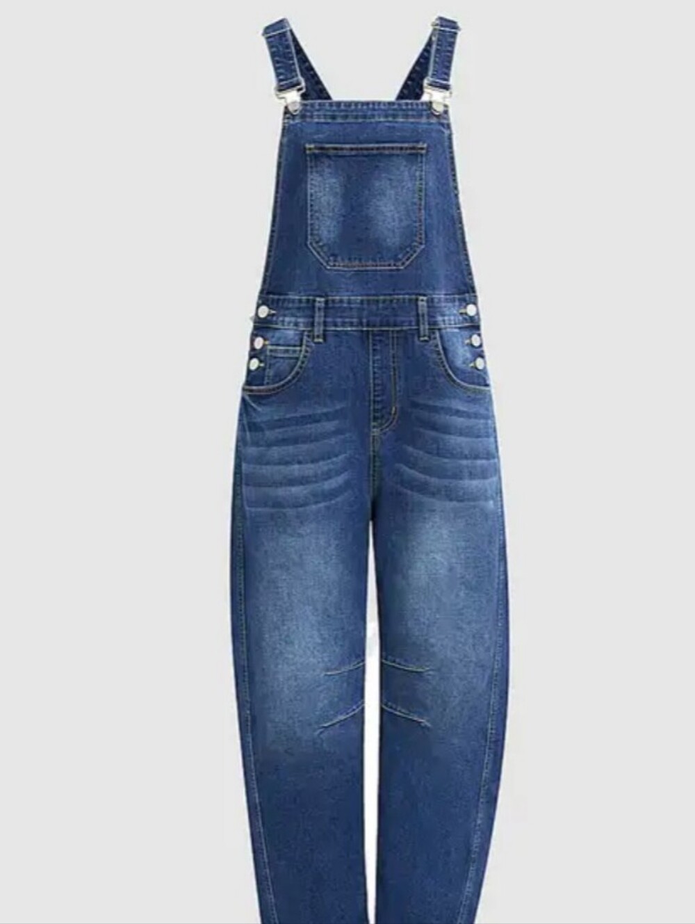 Flamingals Wash Patch Pocket Stitch Detail Barrel Leg Denim Overalls NWT - Picture 4 of 16